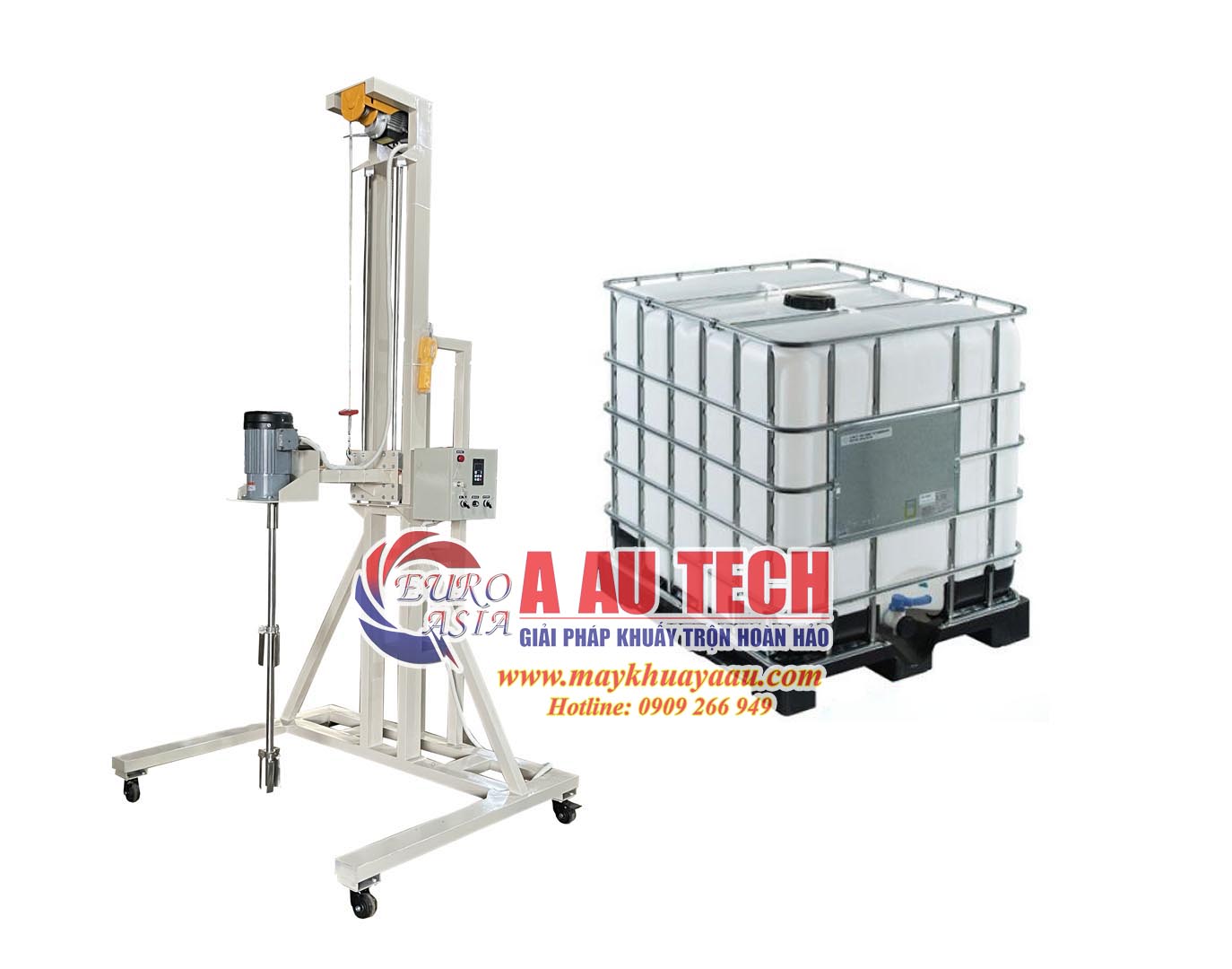máy khuấy hóa chất thùng IBC 1000 lít
