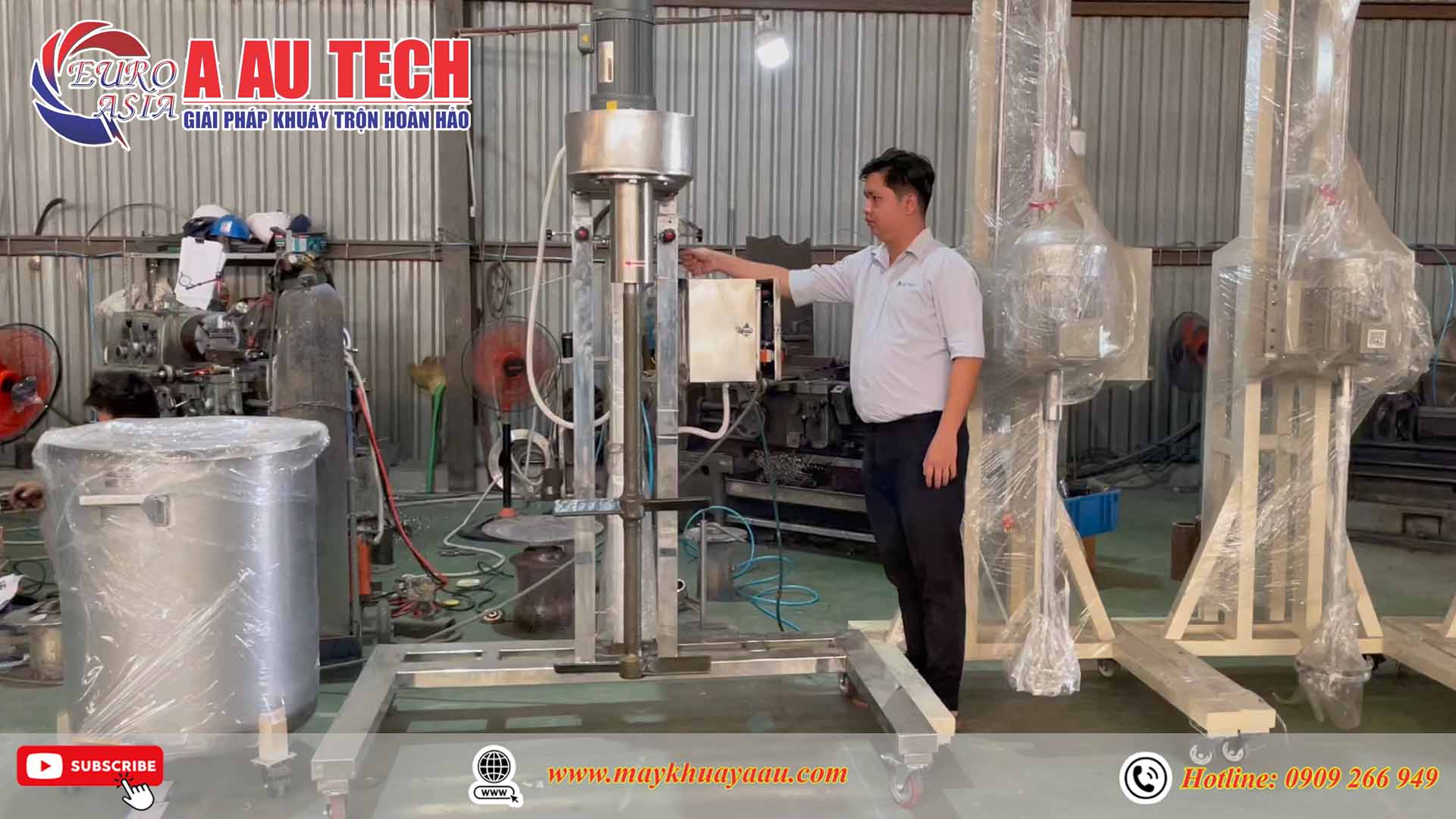 máy khuấy hóa chất thùng IBC bọc composite 